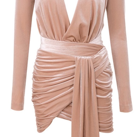 House of CB Pink Velvet Wrap Dress - Picture 5 of 8